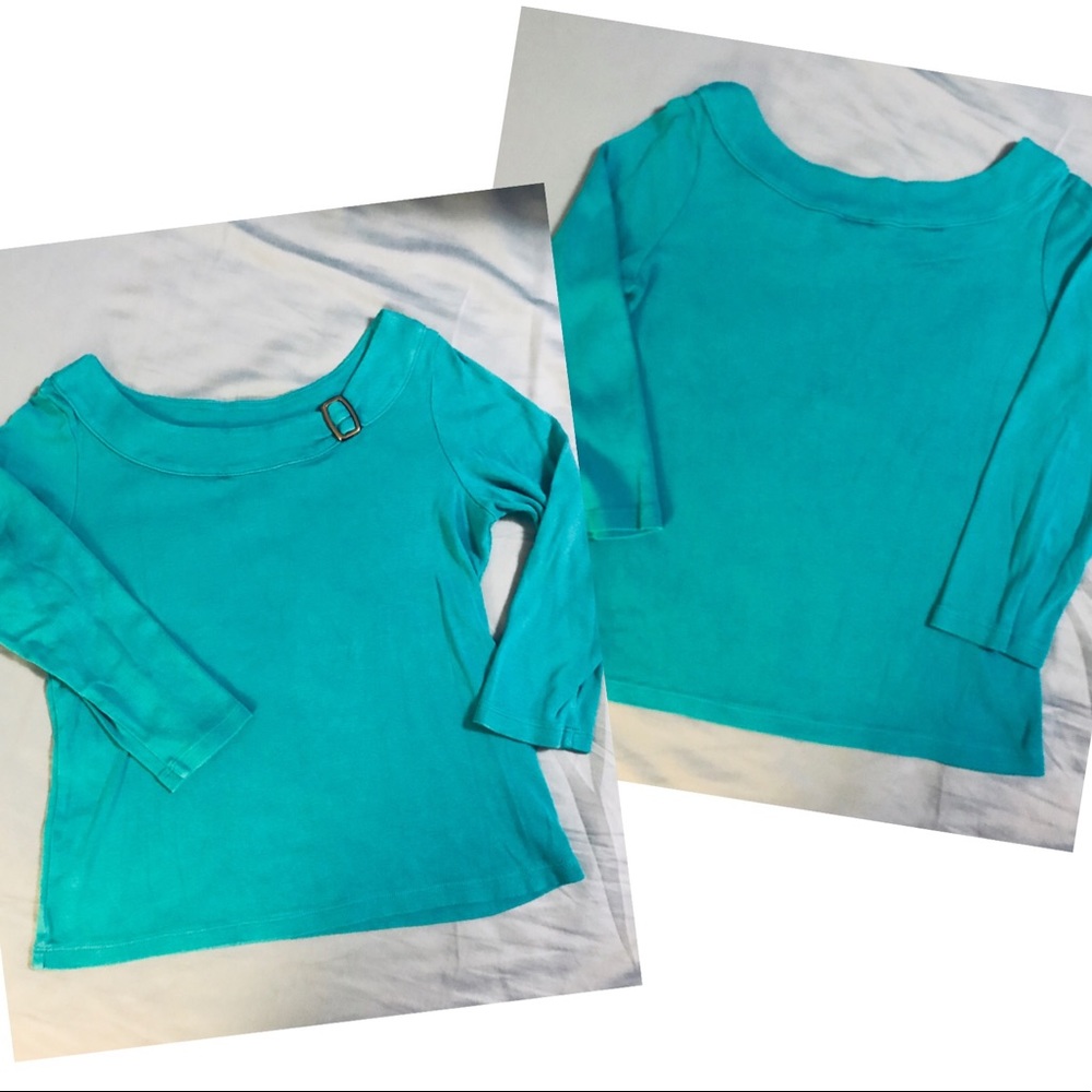 Rafaella Teal Boatneck Sweatee